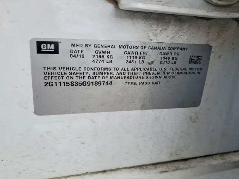 2016 CHEVROLET IMPALA LT  