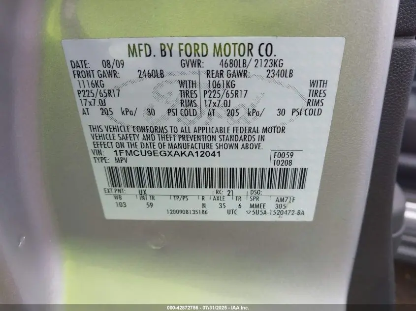 2010 FORD ESCAPE LIMITED