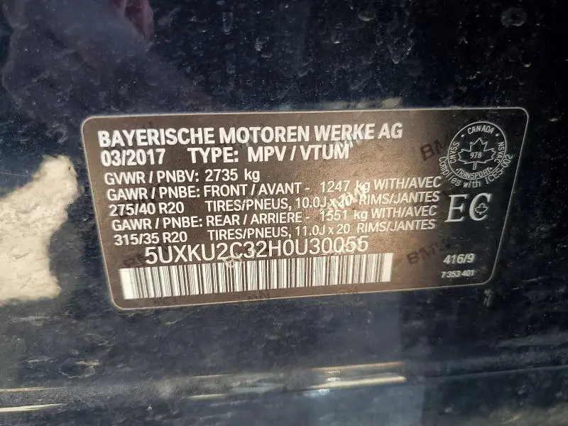 2017 BMW X6 XDRIVE35I  