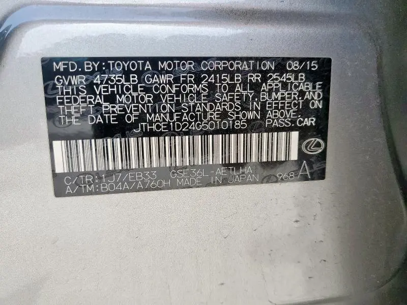 2016 LEXUS IS 350  