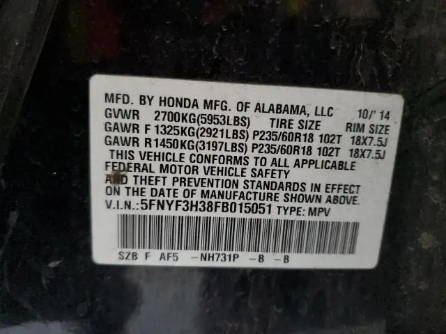 2015 HONDA PILOT SE  