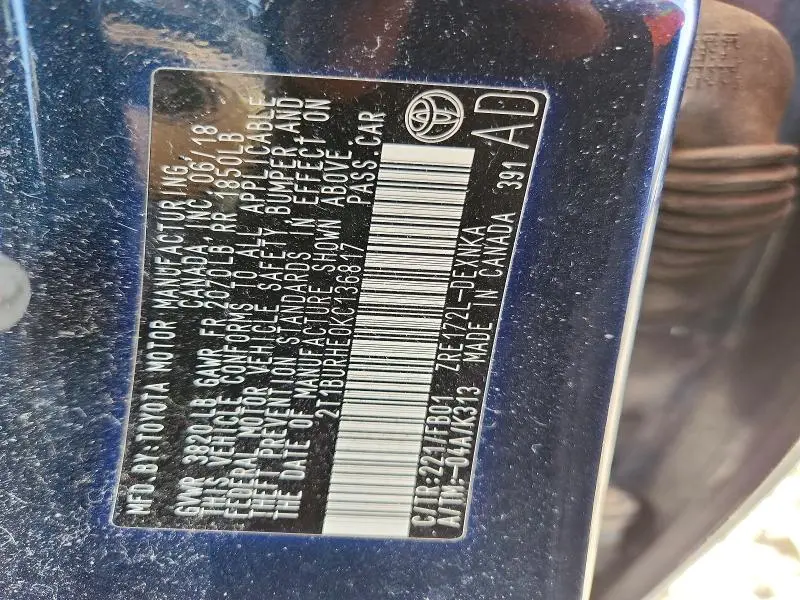 2019 TOYOTA COROLLA LE  