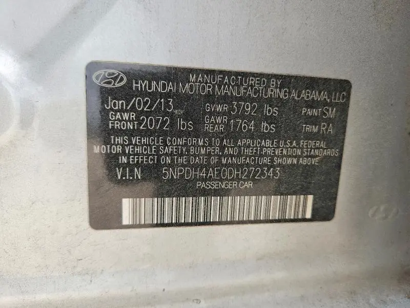 2013 HYUNDAI ELANTRA GLS  