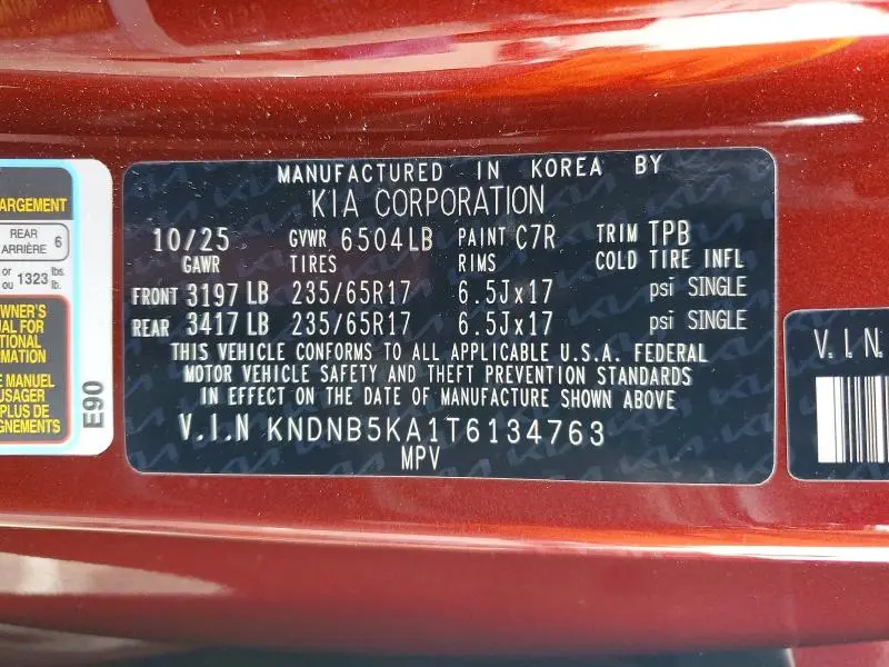 2026 KIA CARNIVAL LXS  