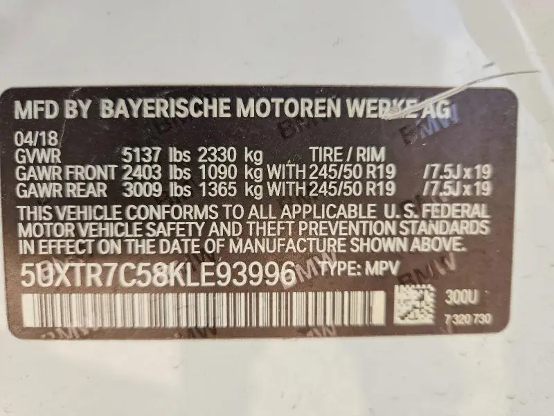 2019 BMW X3 SDRIVE30I  