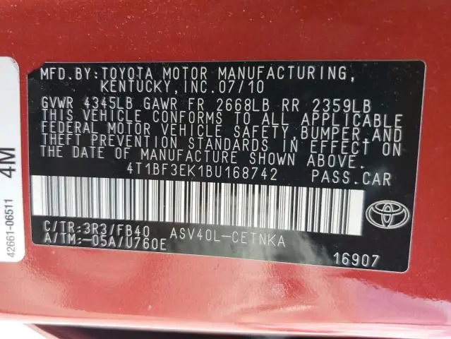 2011 TOYOTA CAMRY BASE  
