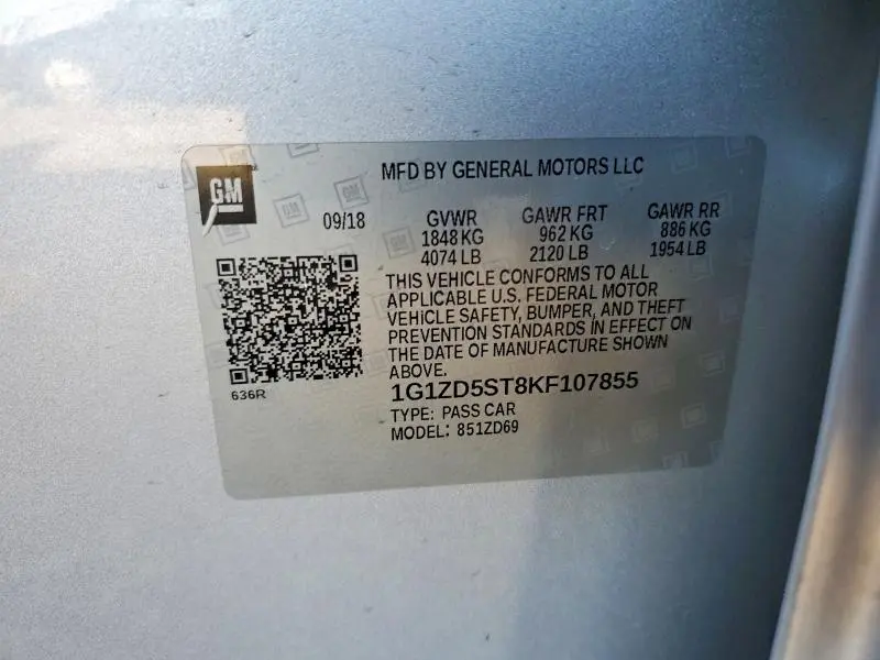 2019 CHEVROLET MALIBU LT  