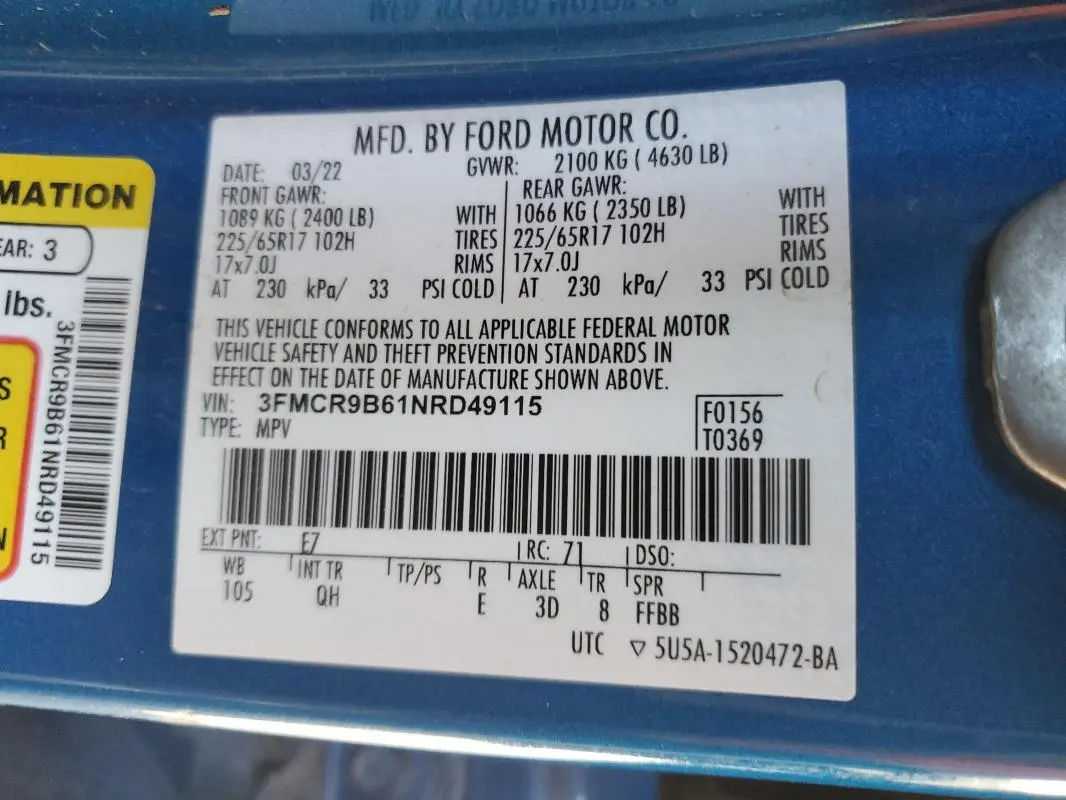 2022 FORD BRONCO SPORT BIG BEND  