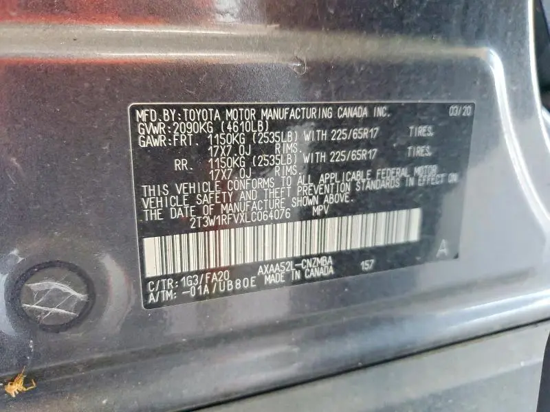 2020 TOYOTA RAV4 XLE  