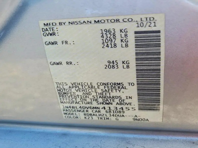 2021 NISSAN ALTIMA 2.5 SV  