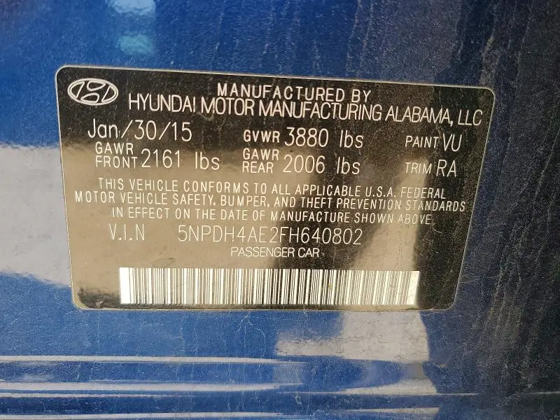 2015 HYUNDAI ELANTRA SE  