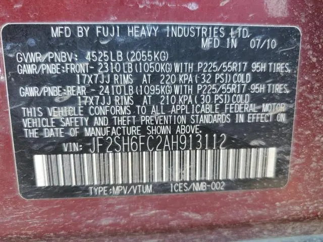 2010 SUBARU FORESTER 2.5XT LIMITED  