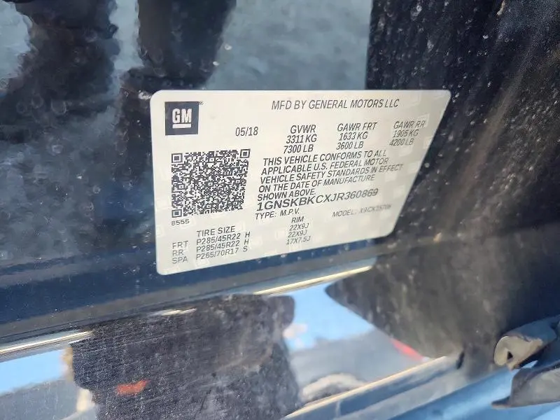 2018 CHEVROLET TAHOE K1500 LT  
