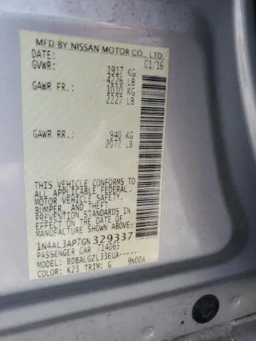 2016 NISSAN ALTIMA 2.5  