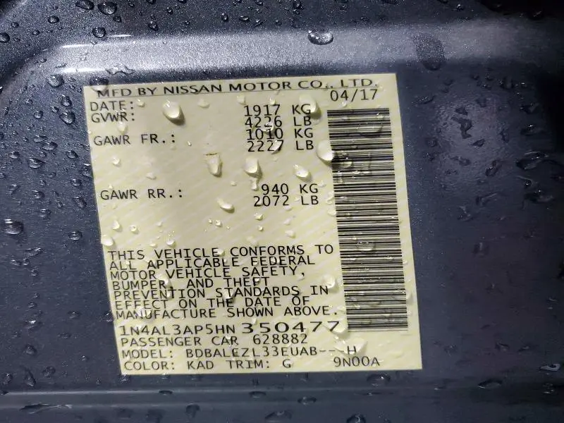 2017 NISSAN ALTIMA 2.5 S  