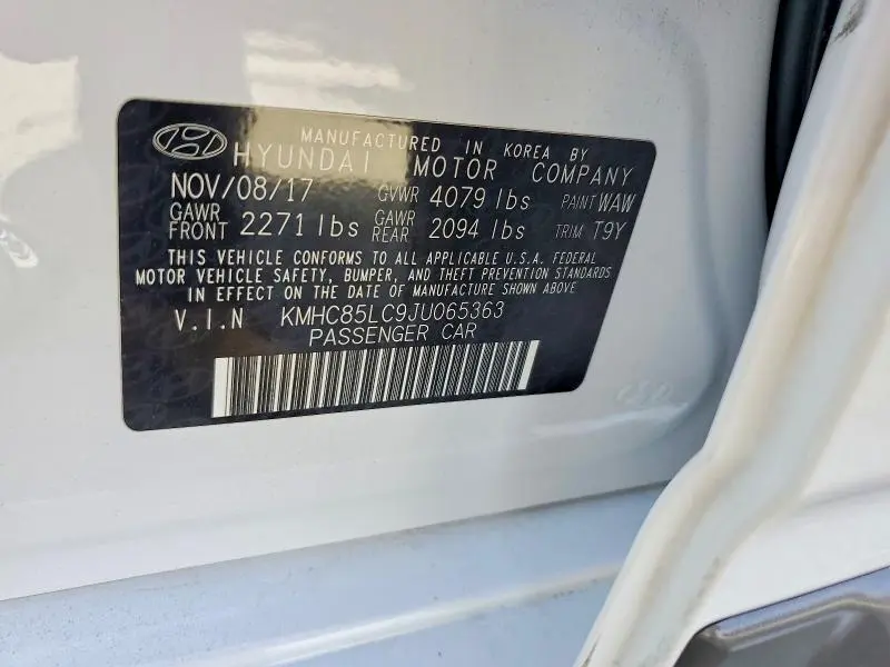 2018 HYUNDAI IONIQ LIMITED  