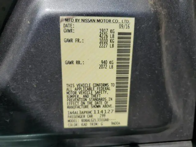 2017 NISSAN ALTIMA 2.5  