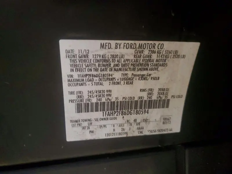 2013 FORD TAURUS LIMITED  