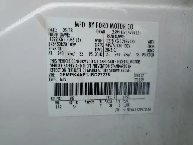 2018 FORD EDGE SPORT  