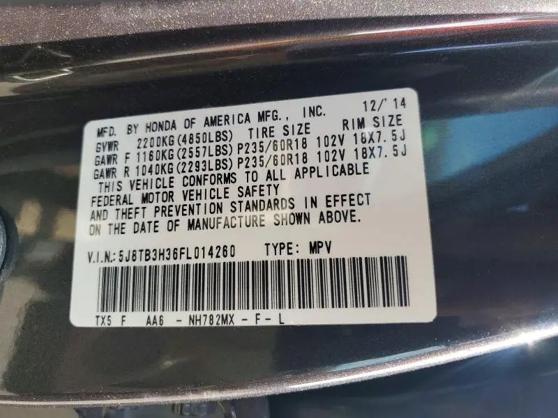 2015 ACURA RDX   