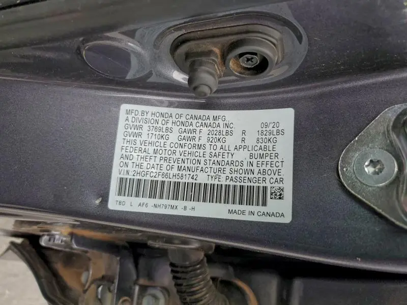 2020 HONDA CIVIC LX  