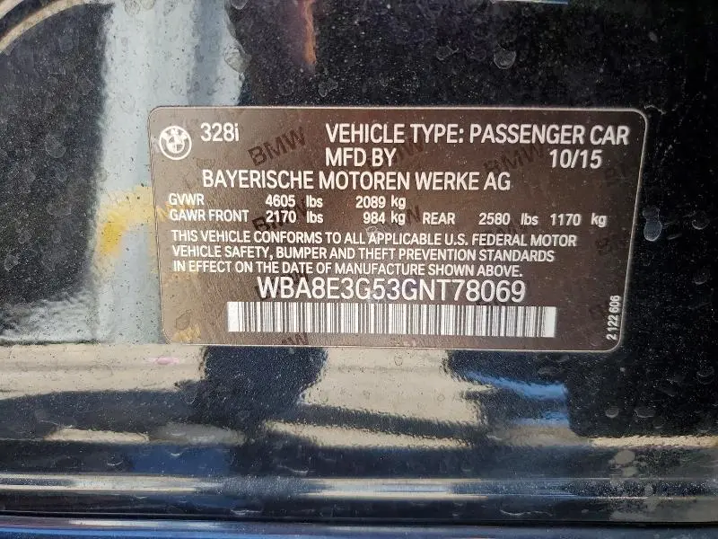 2016 BMW 328 XI SULEV  