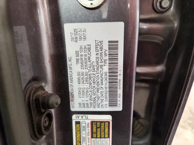 2017 HONDA CR-V EXL  