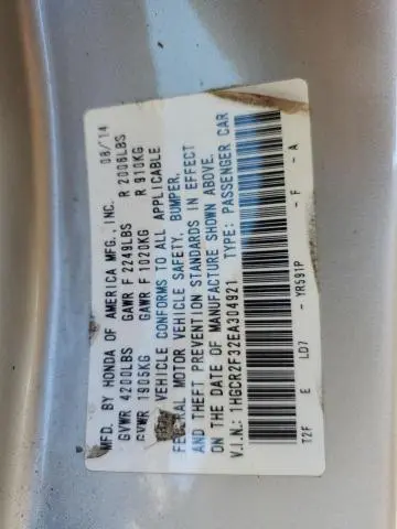 2014 HONDA ACCORD LX  