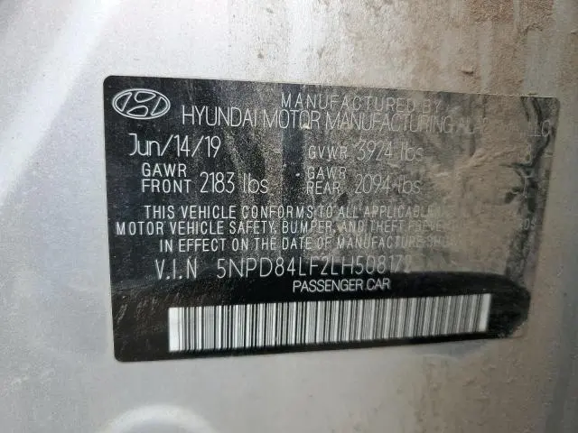 2020 HYUNDAI ELANTRA SEL  