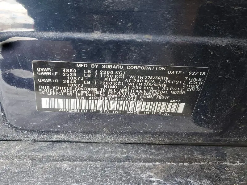 2018 SUBARU OUTBACK TOURING  