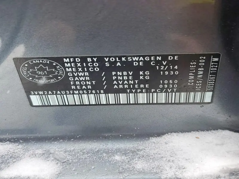 2015 VOLKSWAGEN GOLF TDI  