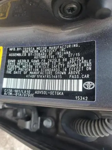2015 TOYOTA CAMRY LE  