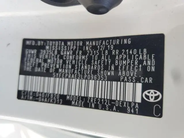 2020 TOYOTA COROLLA LE  