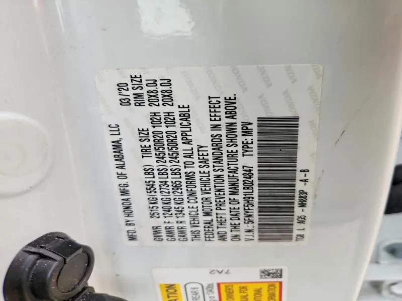 2020 HONDA PILOT TOURING  