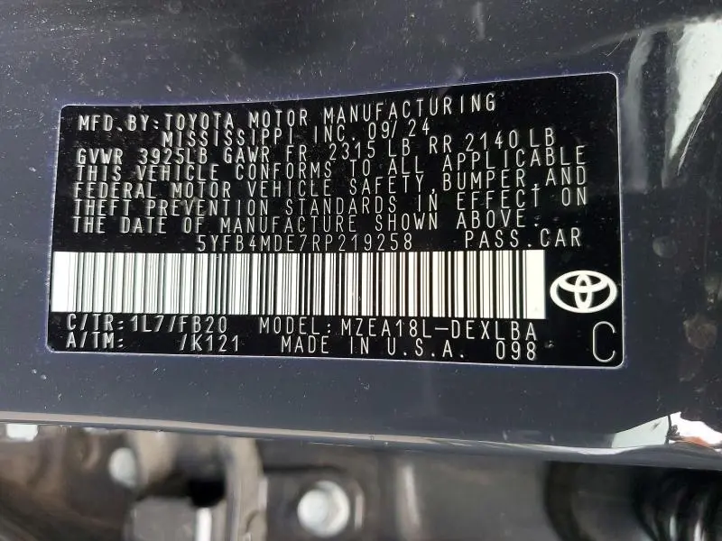 2024 TOYOTA COROLLA LE  