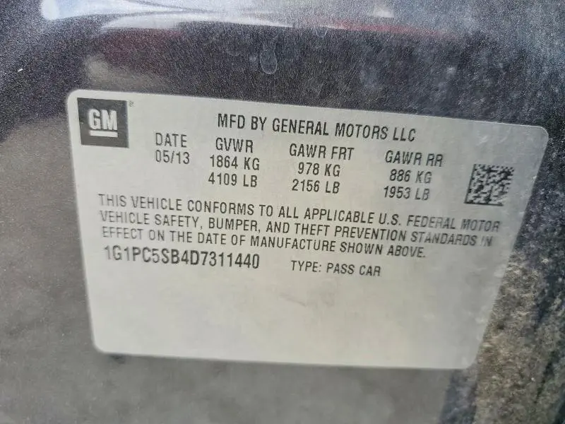 2013 CHEVROLET CRUZE LT  
