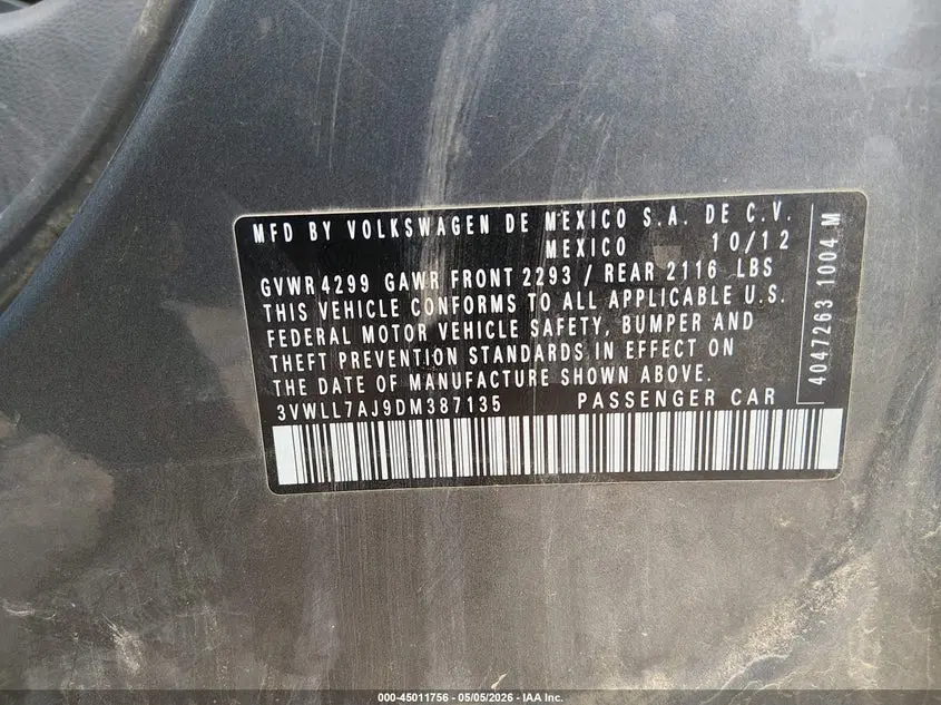 2013 VOLKSWAGEN JETTA 2.0L TDI
