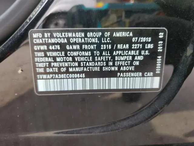 2014 VOLKSWAGEN PASSAT S  