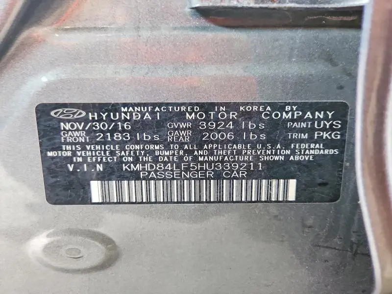 2017 HYUNDAI ELANTRA LIMITED  