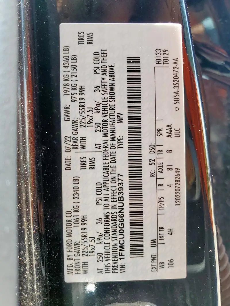 2022 FORD ESCAPE SE