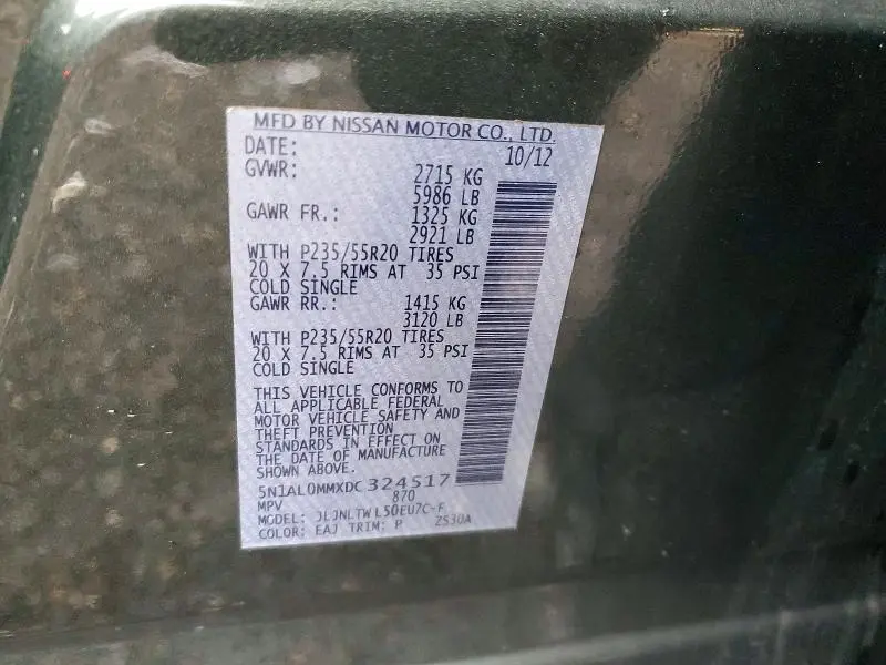 2013 INFINITI JX35 BASE  