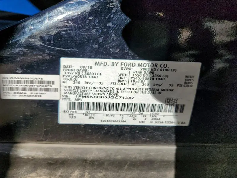 2018 FORD EXPLORER XLT  