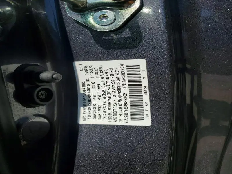 2019 HONDA CIVIC EX  