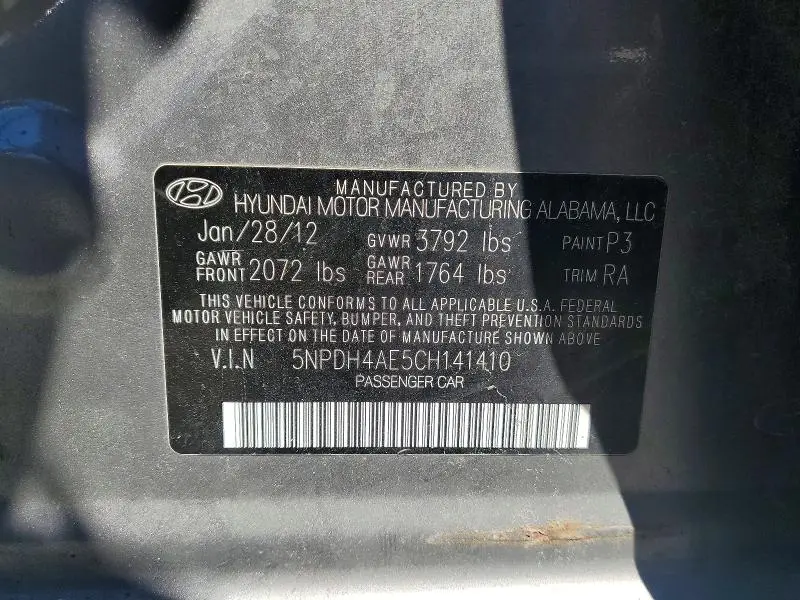 2012 HYUNDAI ELANTRA GLS  
