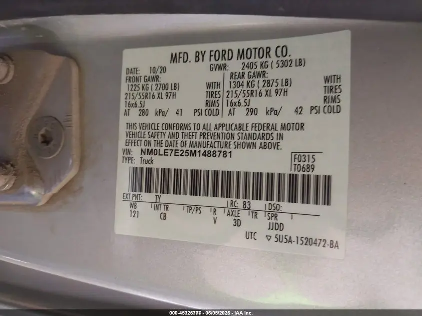 2021 FORD TRANSIT CONNECT XL