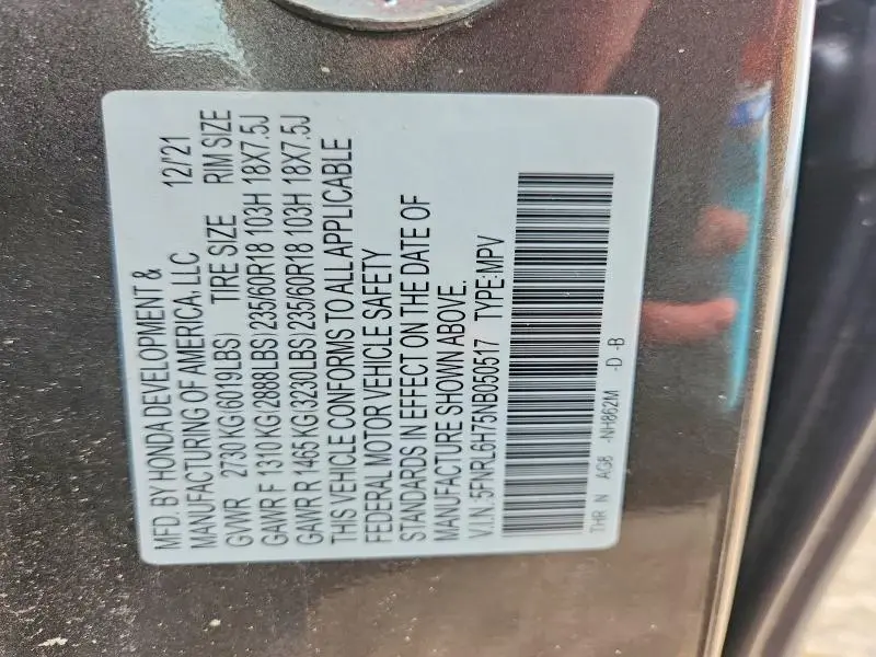 2022 HONDA ODYSSEY EXL  