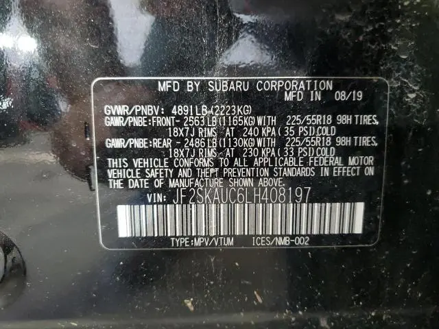 2020 SUBARU FORESTER LIMITED  