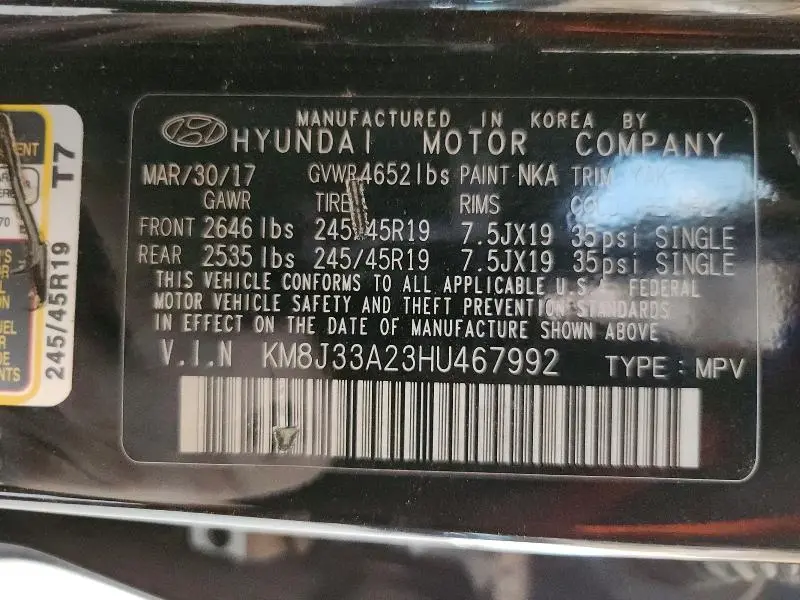 2017 HYUNDAI TUCSON LIMITED  