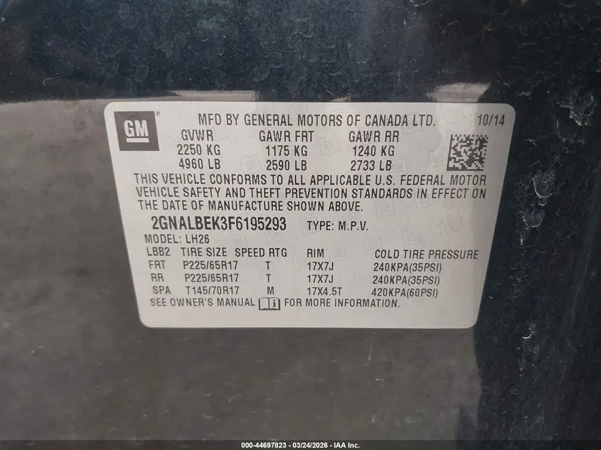 2015 CHEVROLET EQUINOX 1LT