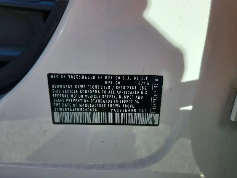 2016 VOLKSWAGEN JETTA S  